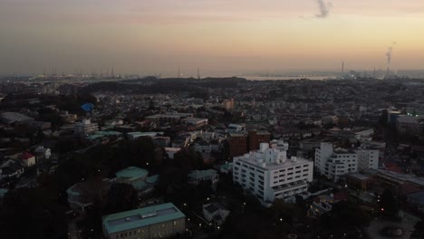 Skyline-Aerial-view-in-Motomachi,-Yokohama