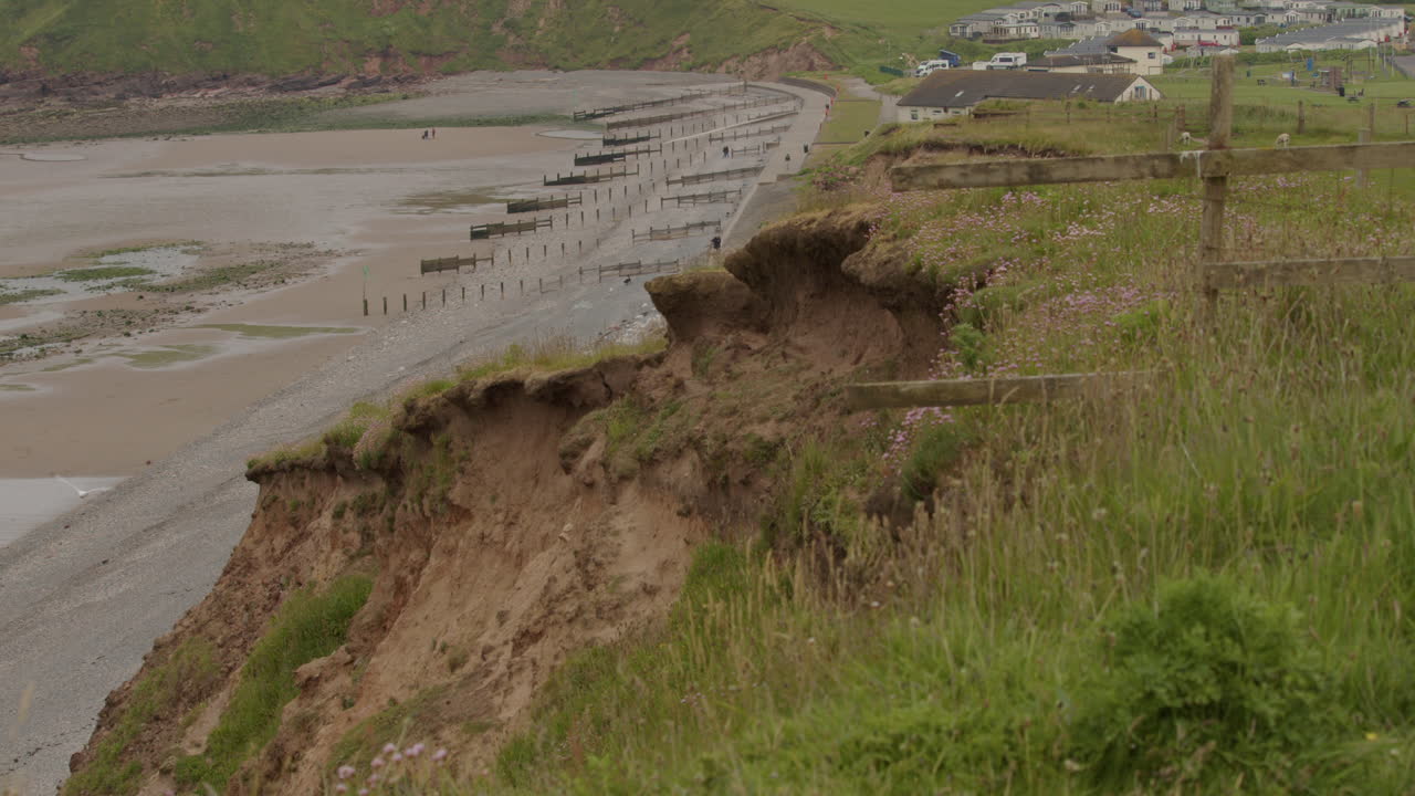 shot of coastal erosion of the cliffs at St bees . West lake district