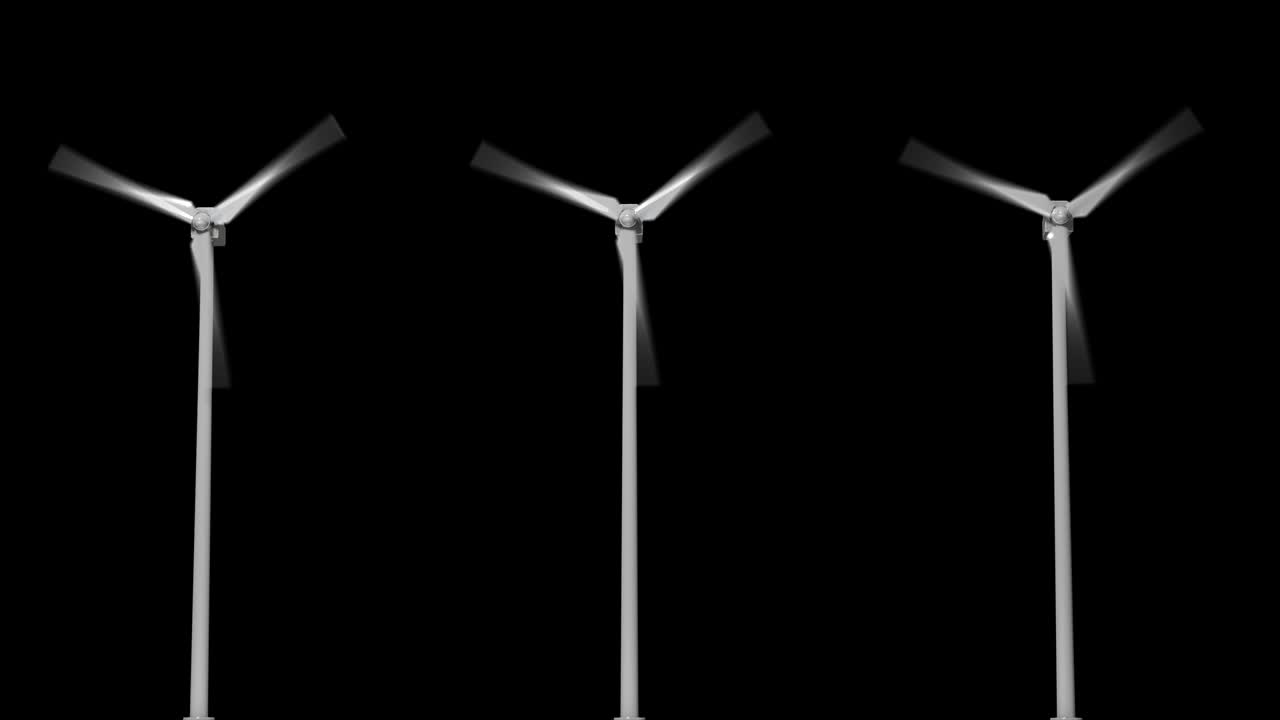바람에너지 터빈 알파 배경 4k 3d 애니메이션