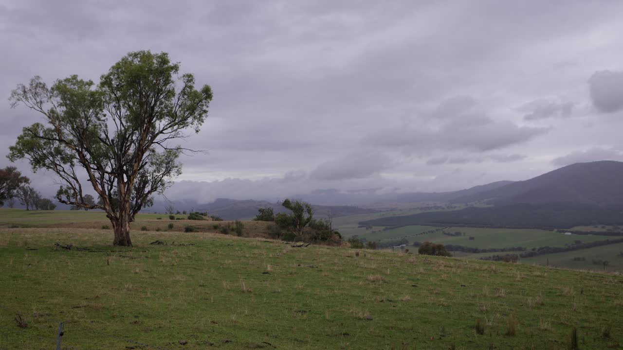 vistas regionales de nueva gales del sur cerca del mirador conmemorativo de la nube del sur en un día nublado