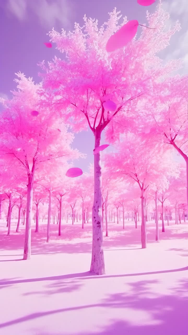 Vibrant Pink Cherry Blossom Forest