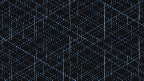 geometric blue and black grid pattern on black background