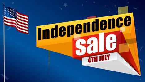 saludos del 4 de julio a la venta en una tienda con bandera americana y fuegos artificiales