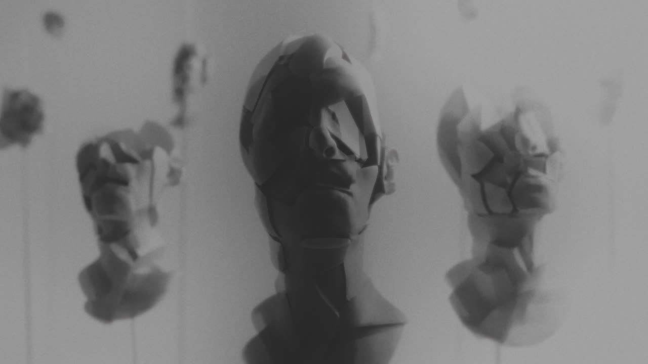 Broken mannequin head shells in xray