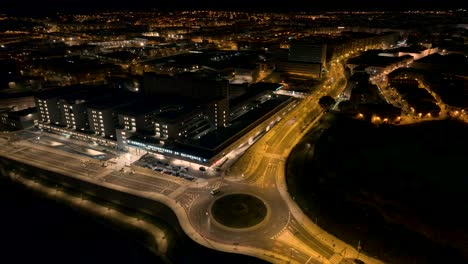 Lighted-Roundabout-Near-Parking-Lot-At-Night-Time-In-Salamanca-City