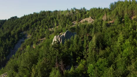 Orbiting-drone-shot-of-the-Thracian-shrine-of-Eagle's-Rock-or-more-commonly-known-as-Orlovi-Skali-which-is-situated-on-Rhodope-Mountain-in-Bulgaria