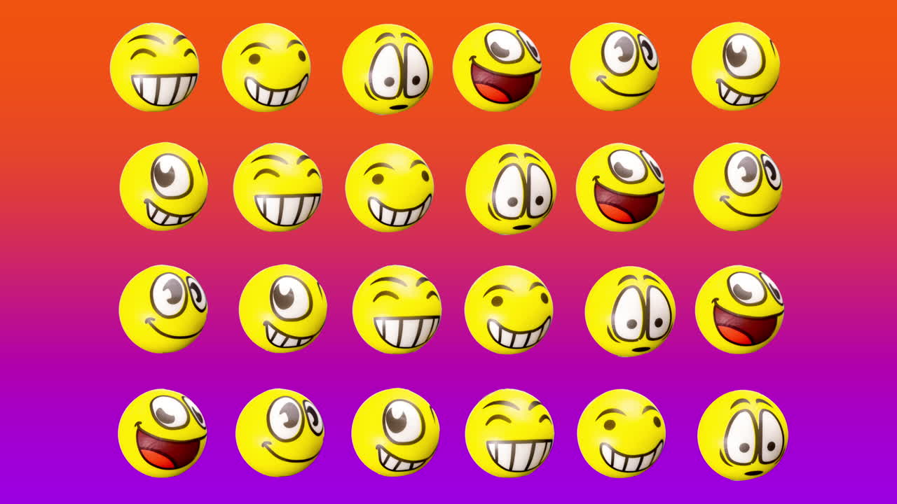las caras sonrientes de los emoji girando