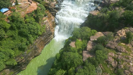 waterfall rajdari devdari and latif shah dam and chandraprabha lake aerial view