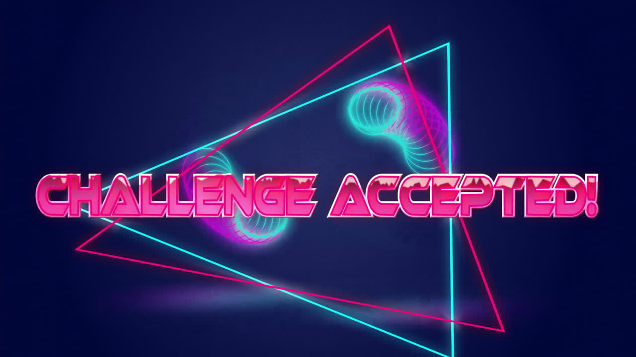 네온 모양 위에 도전 받아들여진 텍스트의 애니메이션