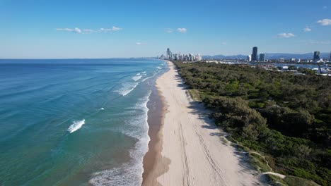 pullback over southport spit on the northern end of main beach, city of gold coast, queensland, australia