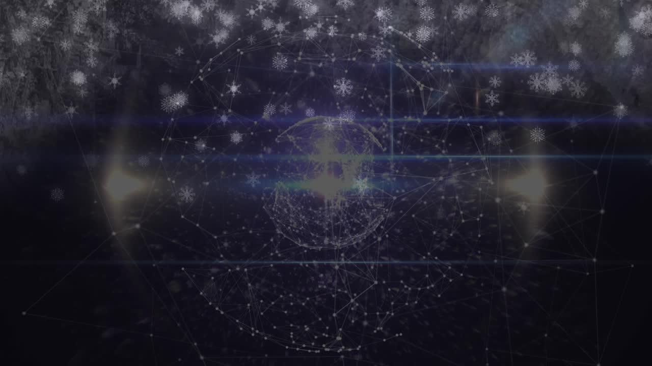 연결의 지구 위에 떨어지는 눈의 애니메이션