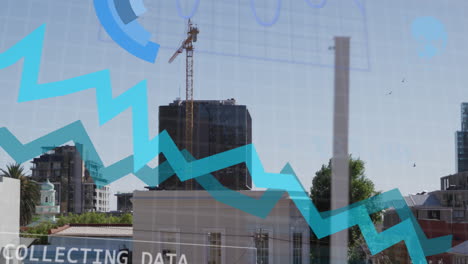 animación del procesamiento de datos sobre el paisaje urbano