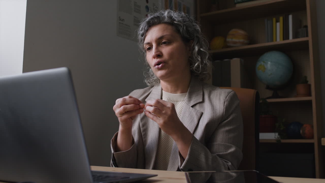 Woman giving an online class