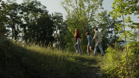 friends walking through a park