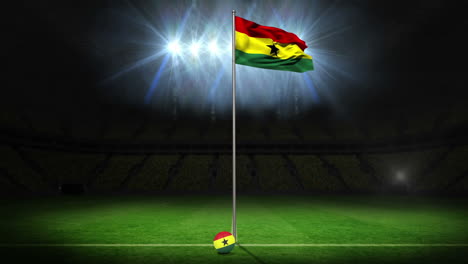 Bandera-Nacional-De-Ghana-Ondeando-En-Un-Asta-De-Bandera-