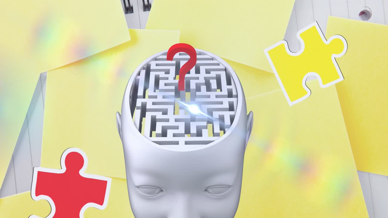 Animation of colourful puzzle pieces and autism text over business people using digital devices