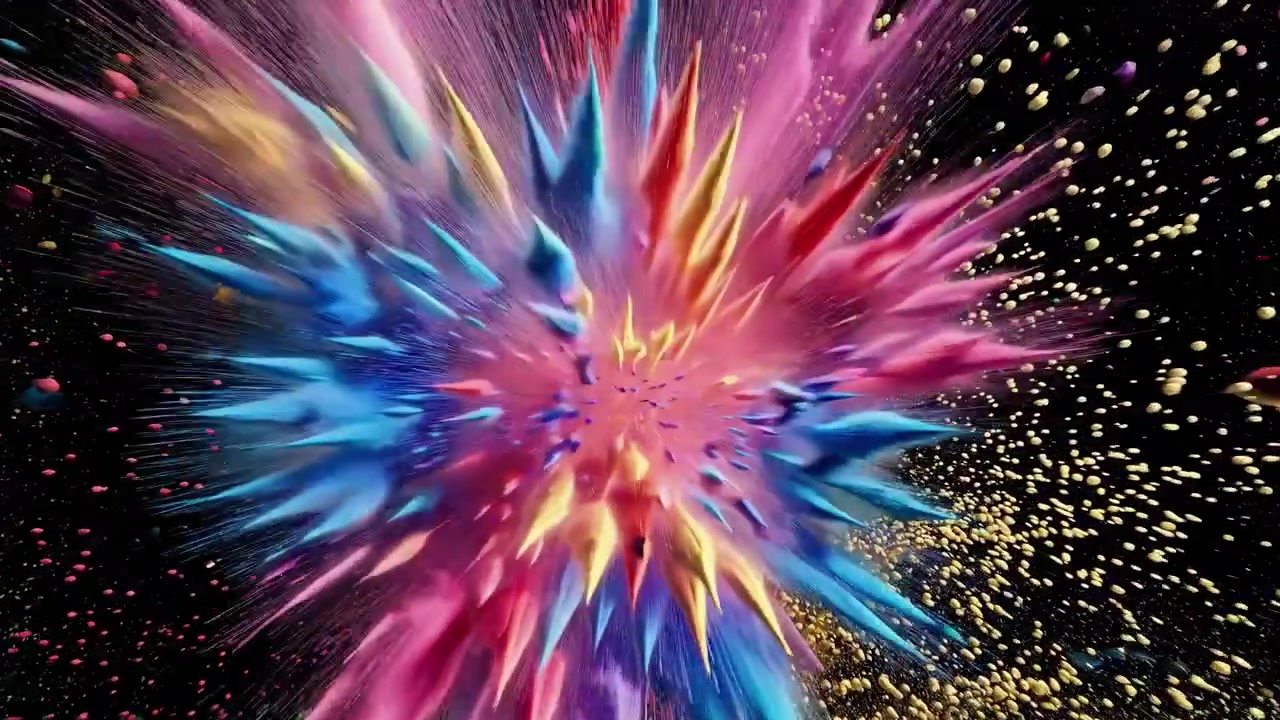 Dynamic explosion of vibrant colors captured in a radial burst.