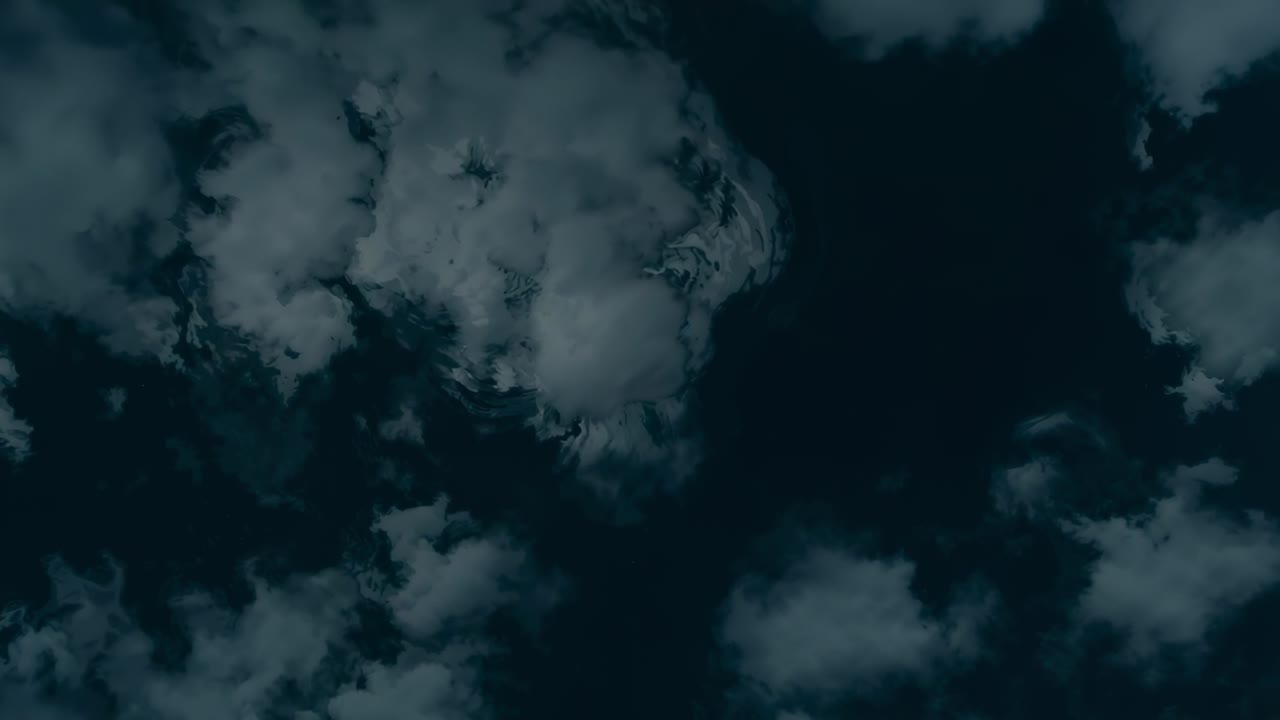 Shifting dense cloud cluster rippling and drifting across sky at dusk by wind, revealing deep gap