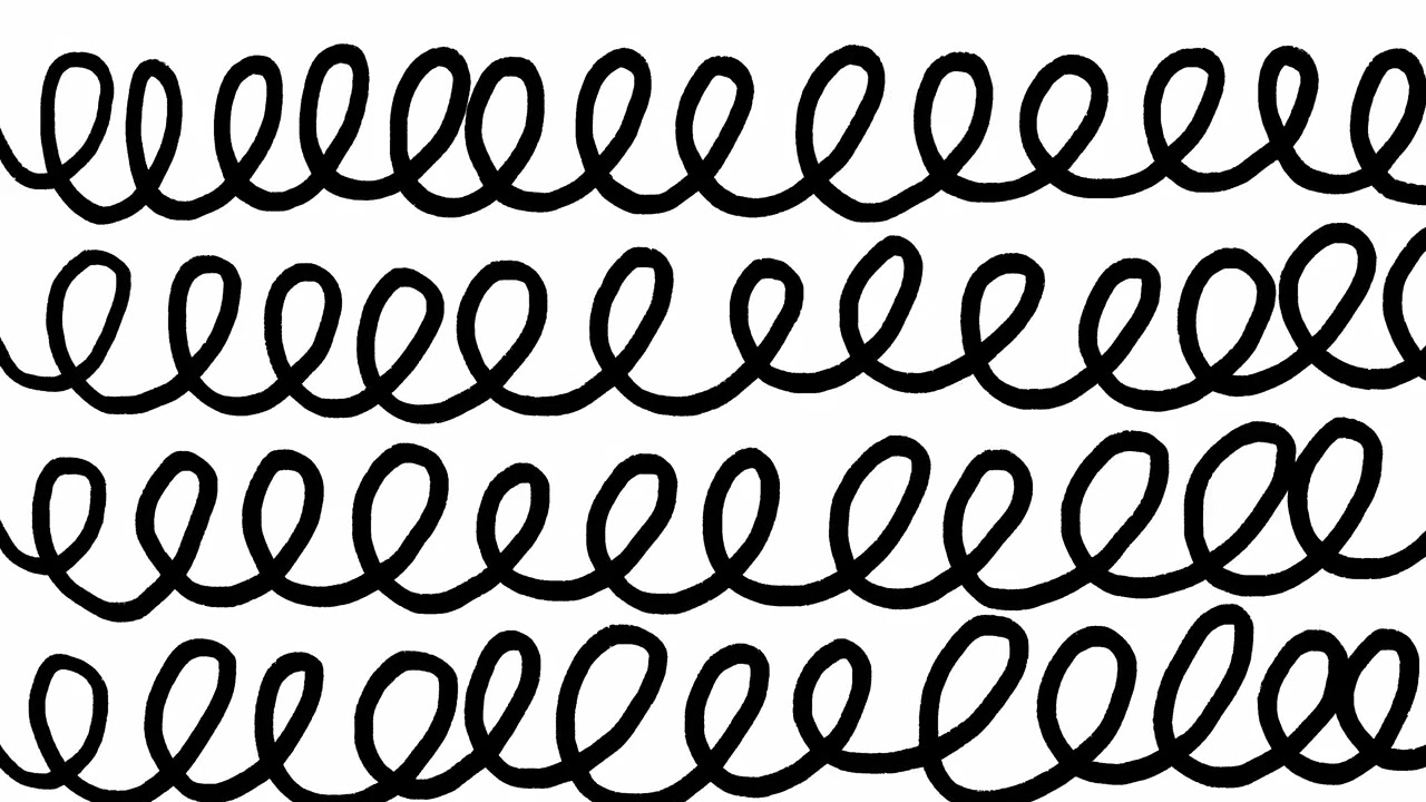 Animated Black Hand-Drawn Spiral Lines on White Background