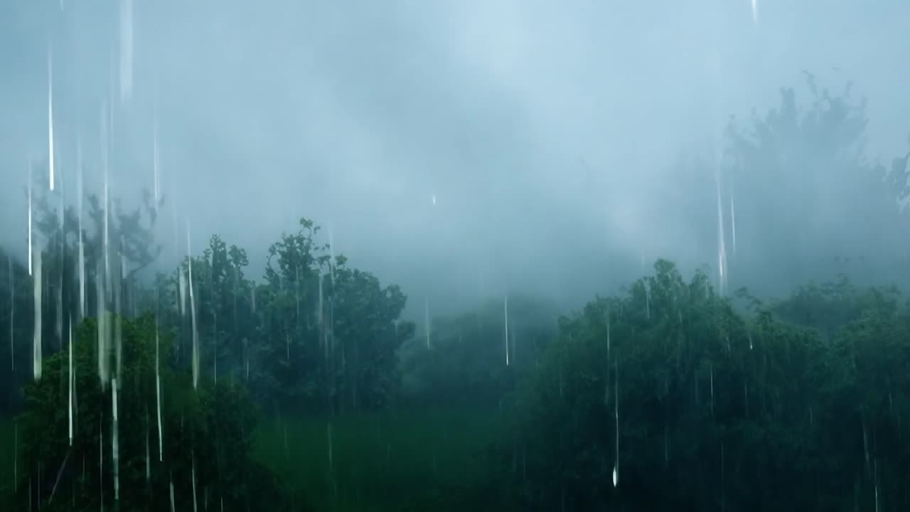 Heavy Rain in a Field