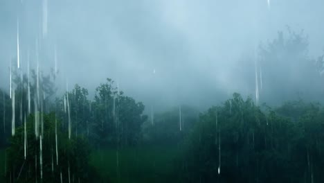 heavy rain in a field