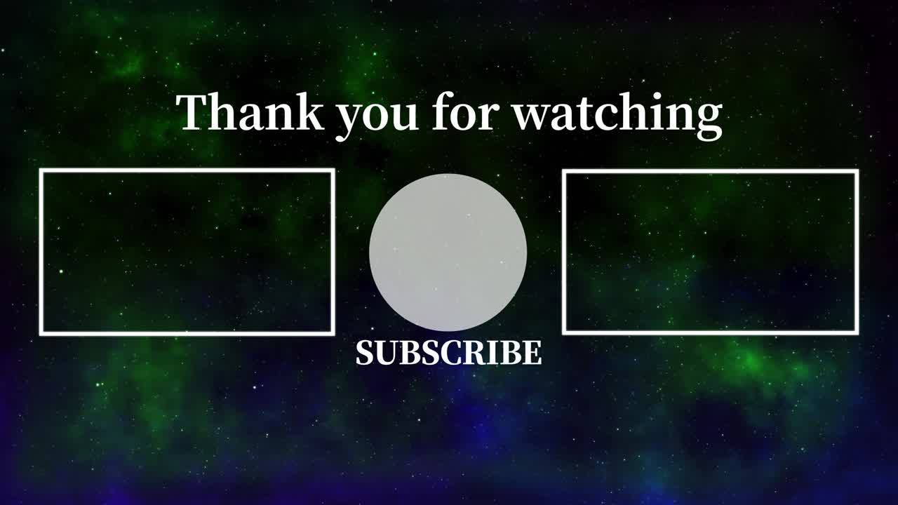 Grafica in movimento per schermata finale a tema galassia spaziale.