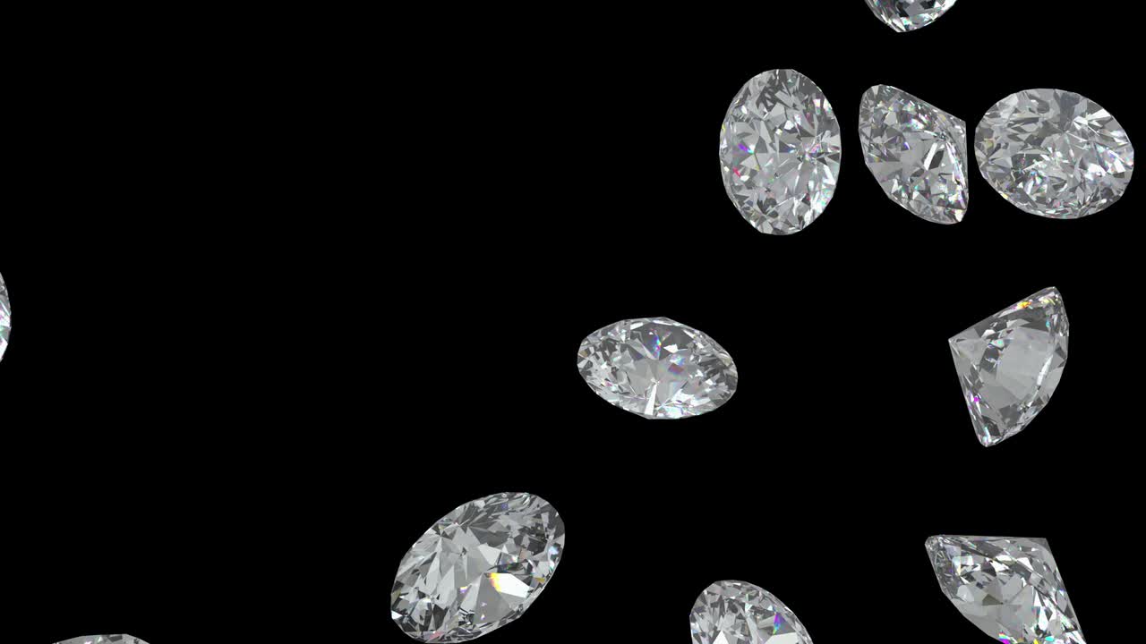 падающие бриллианты на черном фоне бесшовная петля с альфа-матом