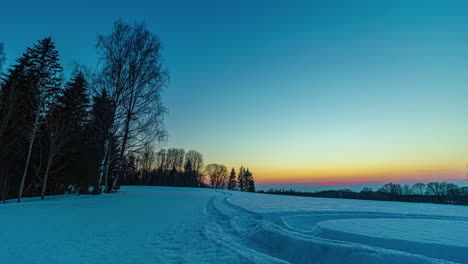 beautiful cinematic sunset timelapse in the snow