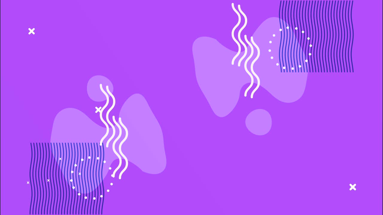 formas y figuras memphis estilo retro en fondo púrpura