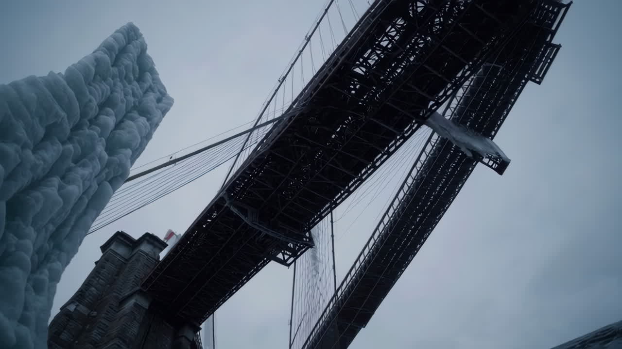 Iceberg Under a Bridge in Winter