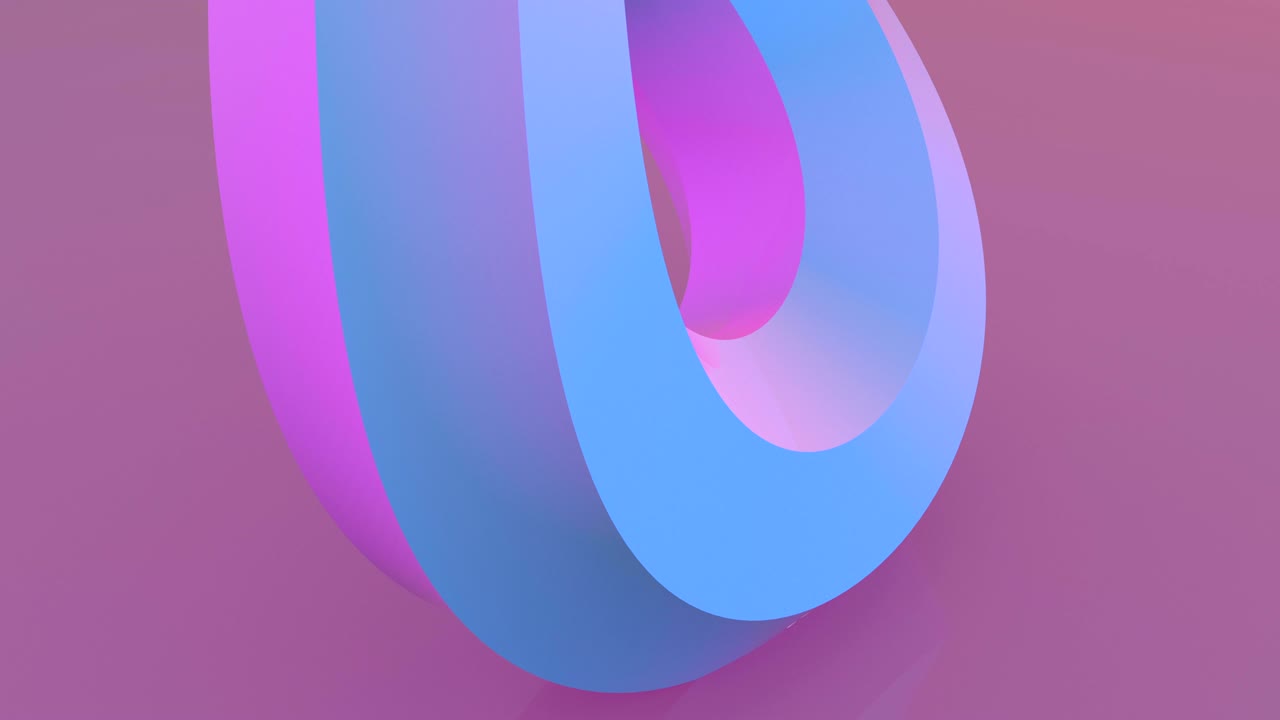 girando curva cremosa imágenes 3d. moviendo espiral en superficie de vidrio con reflexión. curva dinámica abstracta forma de plástico animación. movimiento de crema batida azul y violeta en fondo rosa video sin costuras