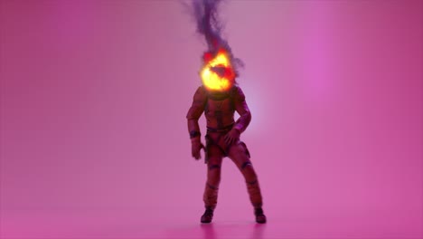 flaming astronaut running