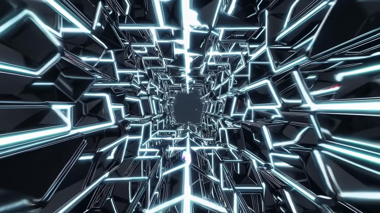 Abstract Futuristic Tunnel with Neon Lights