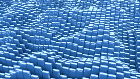 waving surface with glossy rounded blue cubes animation background