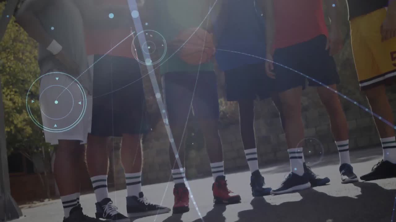 체육관에서 농구 경기를 통해 연결 네트워크의 애니메이션