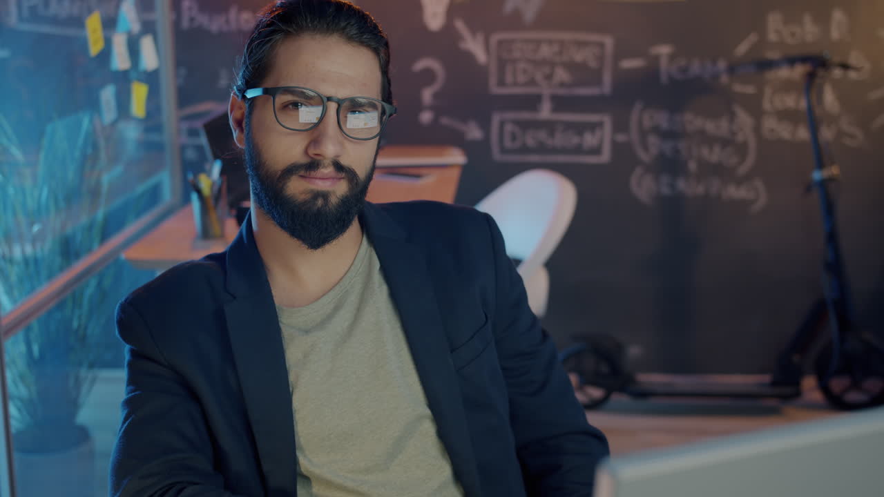 Focused Businessman in Modern Office