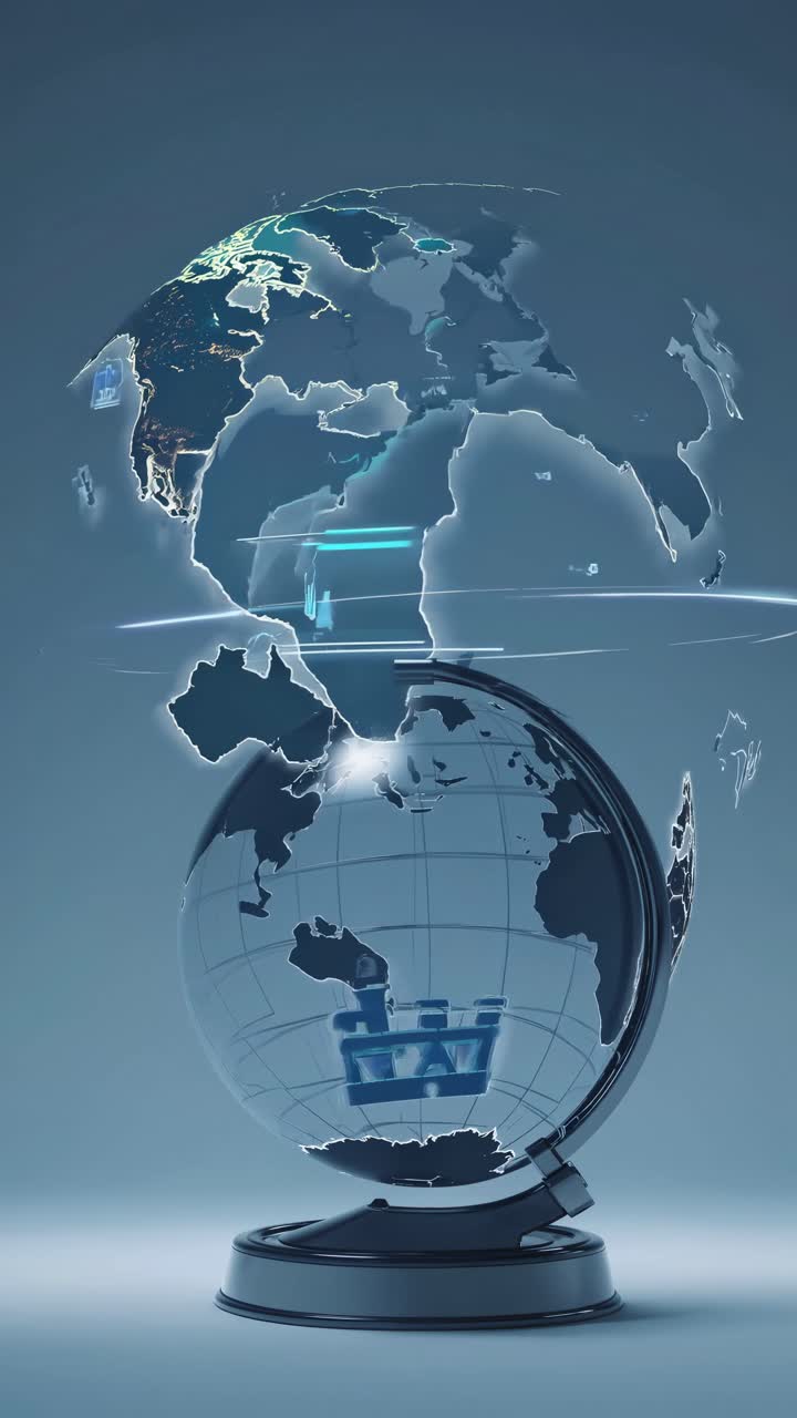 Futuristic globe design with a low-angle view, highlighting digital connectivity