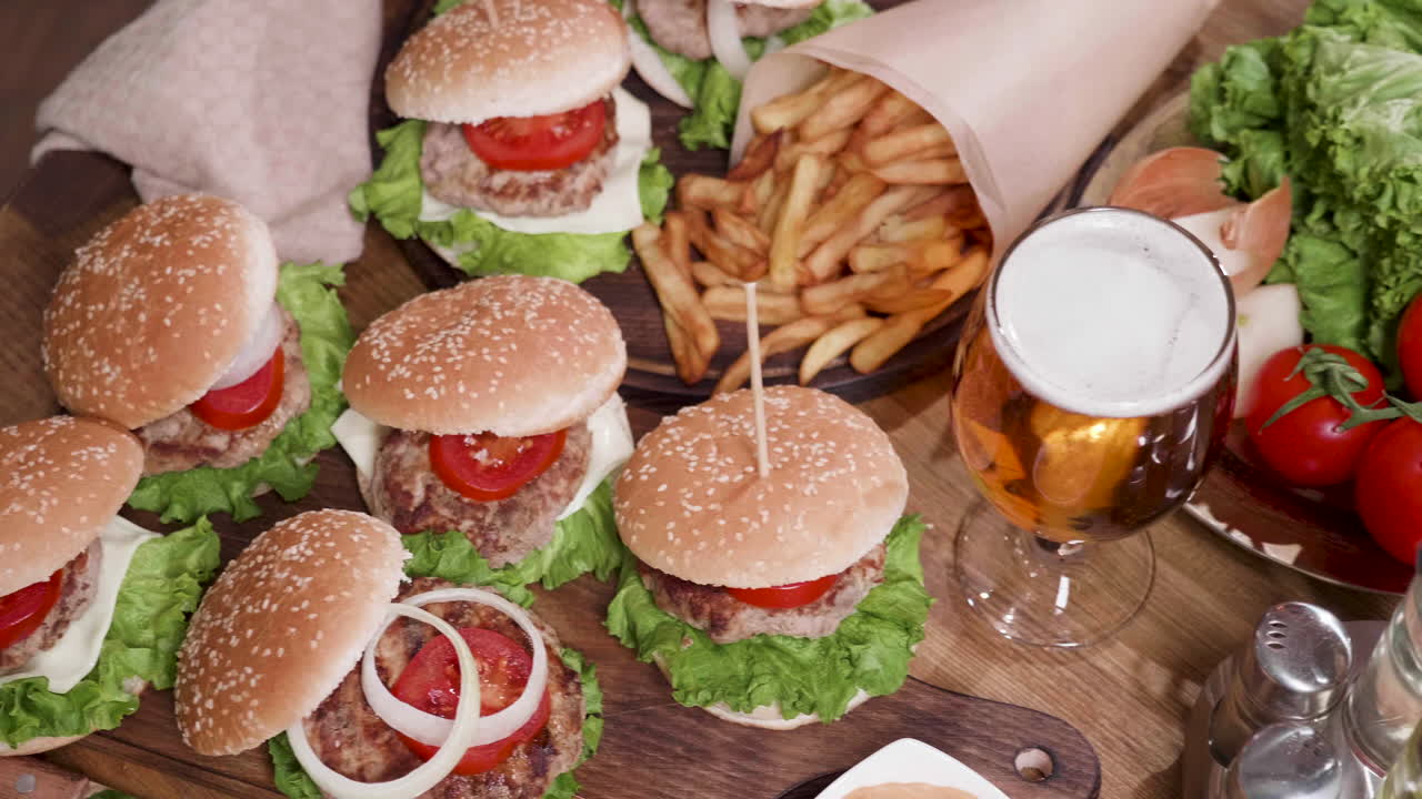 Sliders with Fries and Beer