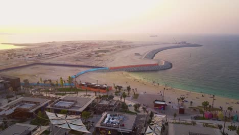 sunset view of palm jumeirah beach construction and development