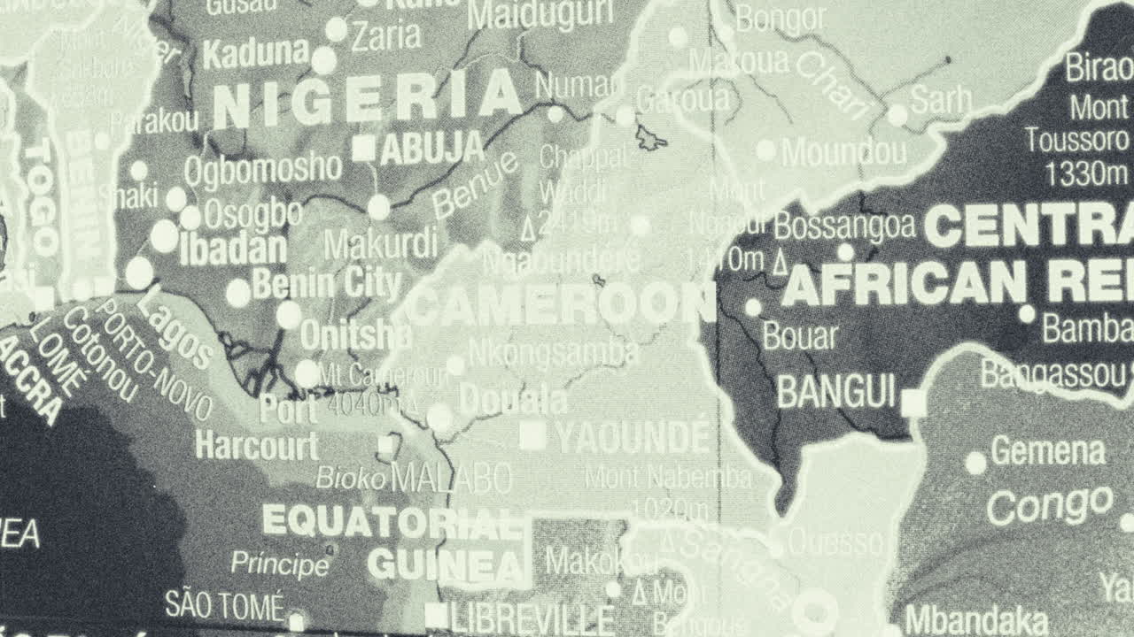 Close-up map of Central and West African countries