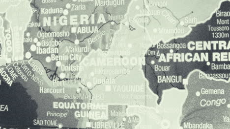 close-up map of central and west african countries