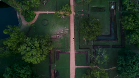 Aerial-over-lion-rock,-Sigiriya-rock-fortress