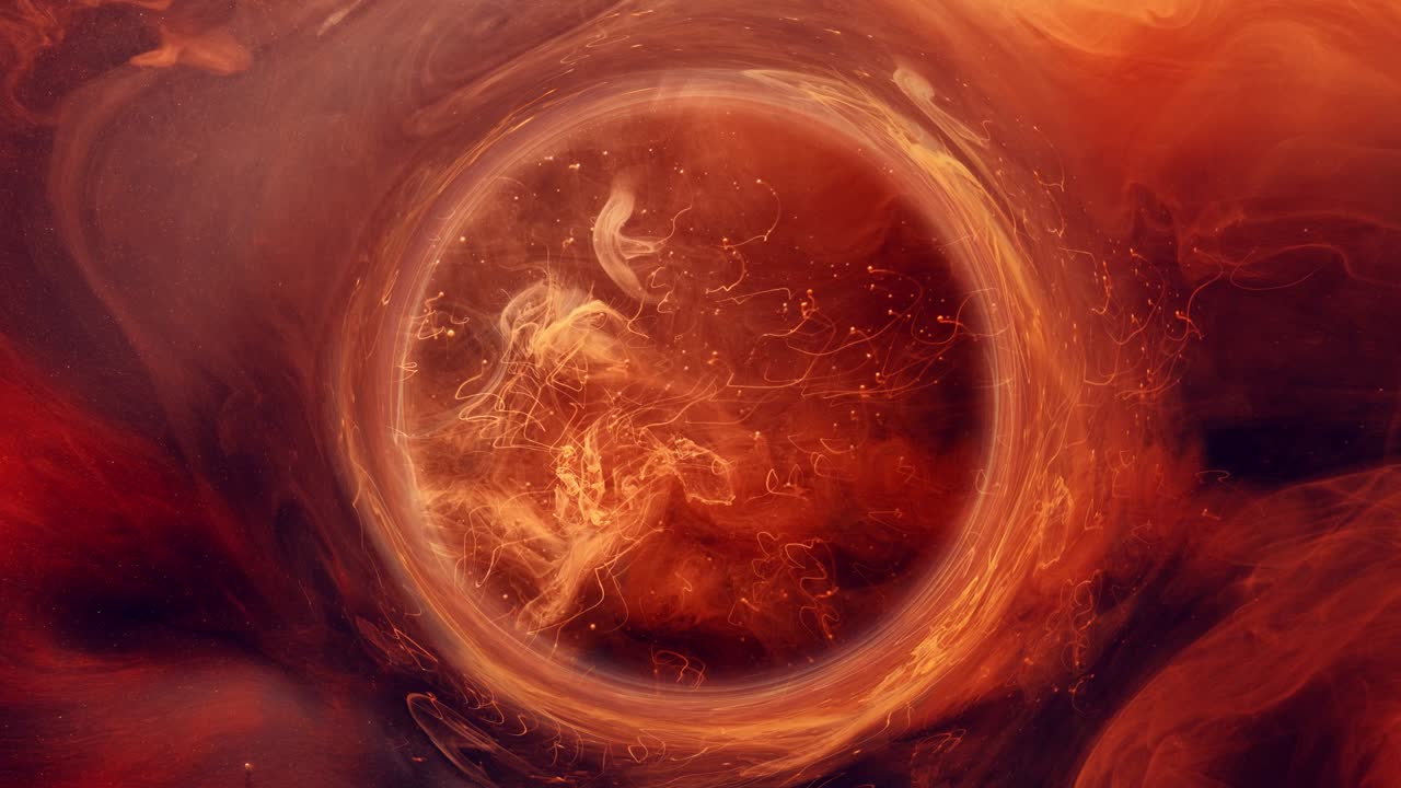 tinta agua remolino fuego de artificio mágico chispas de naranja