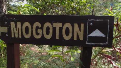 sign post on jungle trail to summit of mogoton mountain in nicaragua