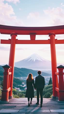 couple at mt. fuji, japan
