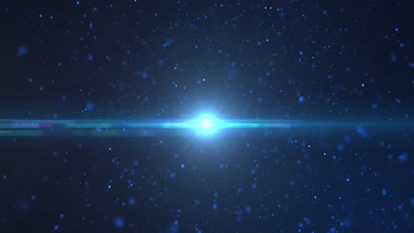 animation of blue spots of light flickering with glowing blue star on blue bakcground