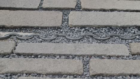 ancient asian city walkway paved with big stone bricks