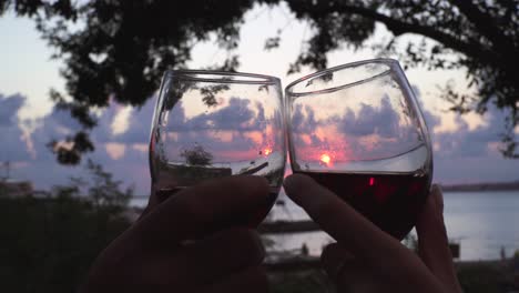 romantic sunset toast