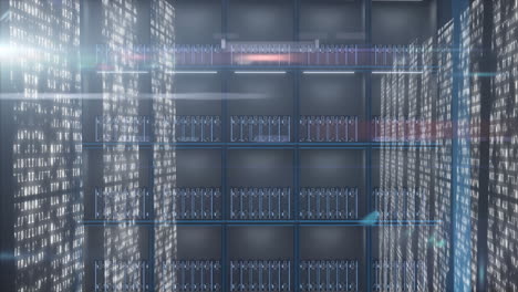 animación del procesamiento de datos a través de servidores informáticos