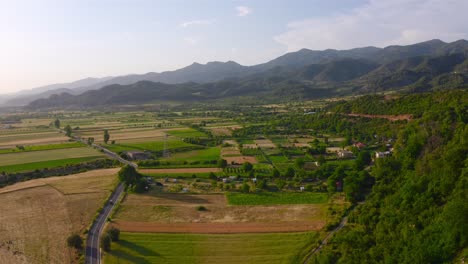 mountainous green landscape in permet valley, albania, europe